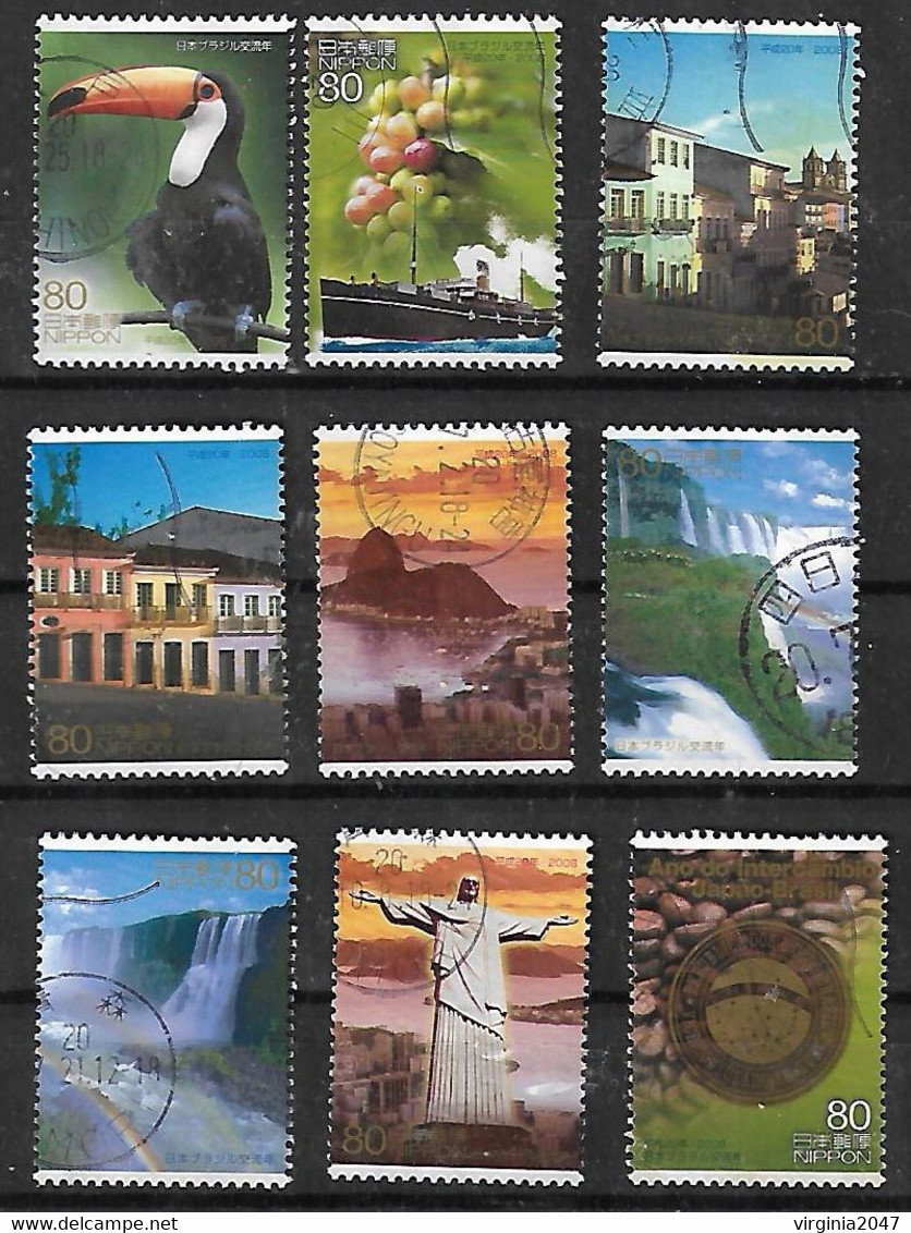 2008 Japon Paisajes- Tucan-barco-cristo Redentor 9v. Usados - Gebraucht