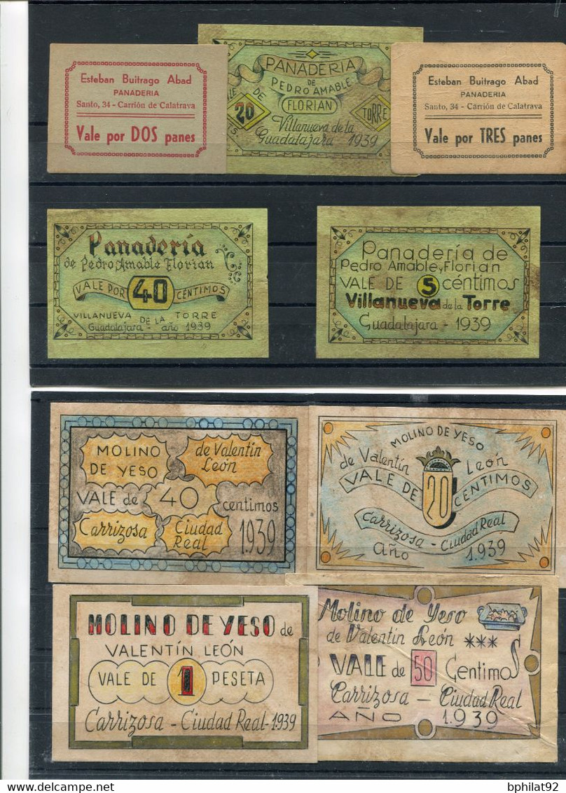 !!! ESPAGNE, GUERRE CIVILE, LOT DE 17 BONS DE RATIONNEMENT DE PLUSIEURS MUNICIPALITES. 2 SCANS - [ 9] Collections