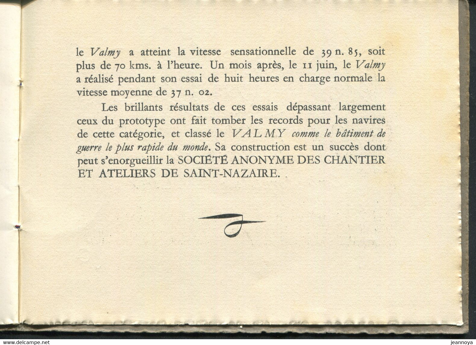 LIVRE D'OR DU CONTRE TORPILLEUR LE VALMY - LIVRET AU FORMAT 165 X 125 Mm, TRES BON ETAT - R - Boats