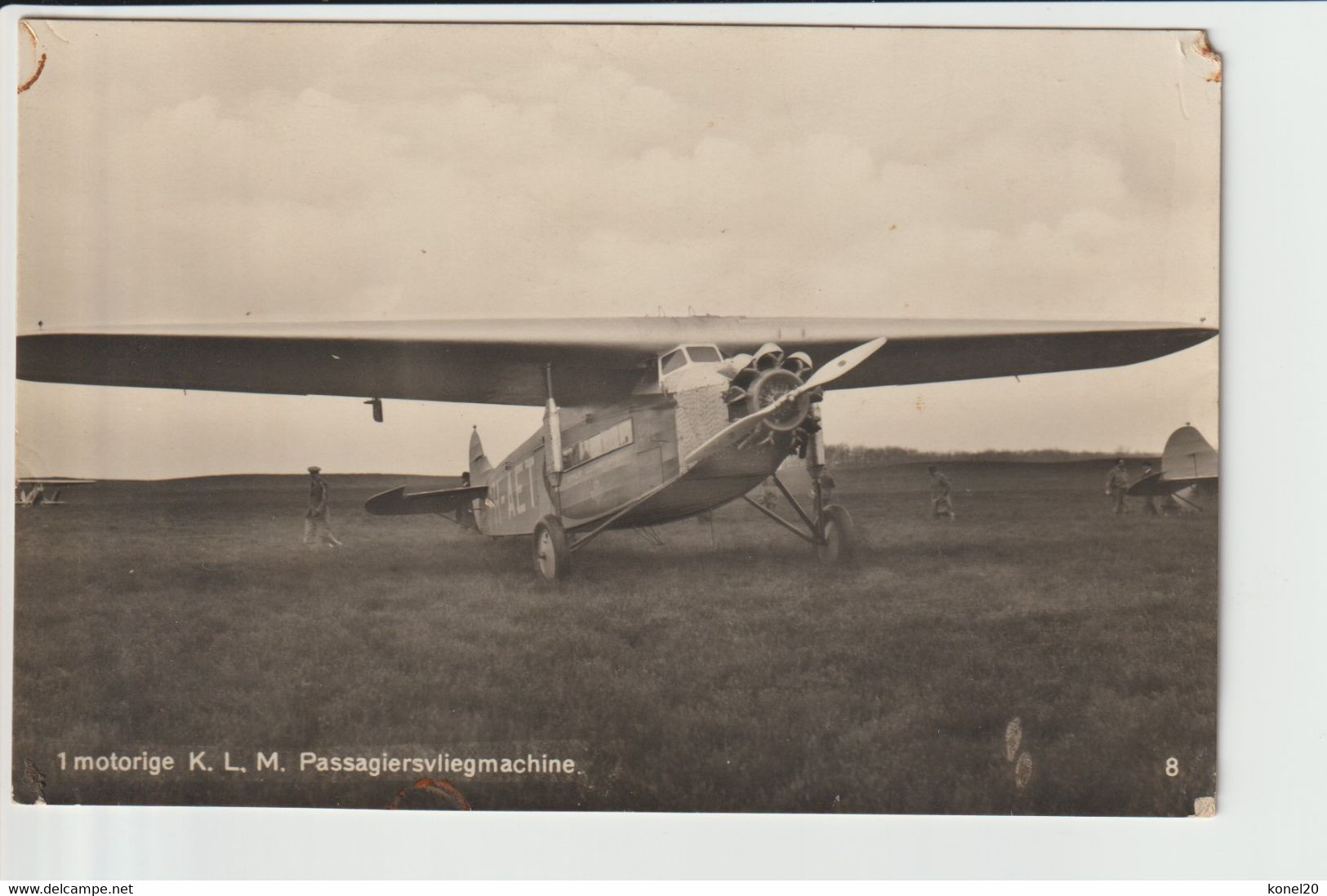 Vintage Rppc KLM K.L.M Royal Dutch Airlines Fokker F-7 Vliegtuig Aircraft No 8 - 1919-1938: Entre Guerres