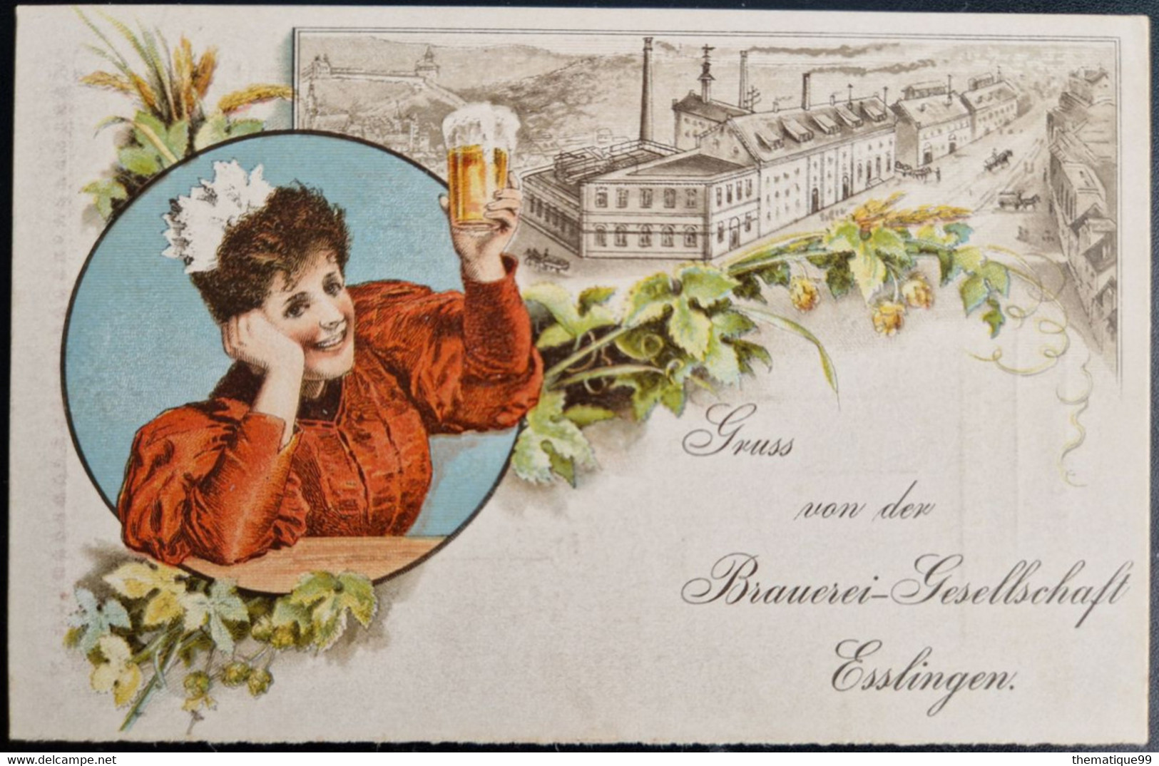 Entier De La Poste Locale De Stuttgart Avec Publicité Bière, Attelage, Blé Houblon (1900) - Beers