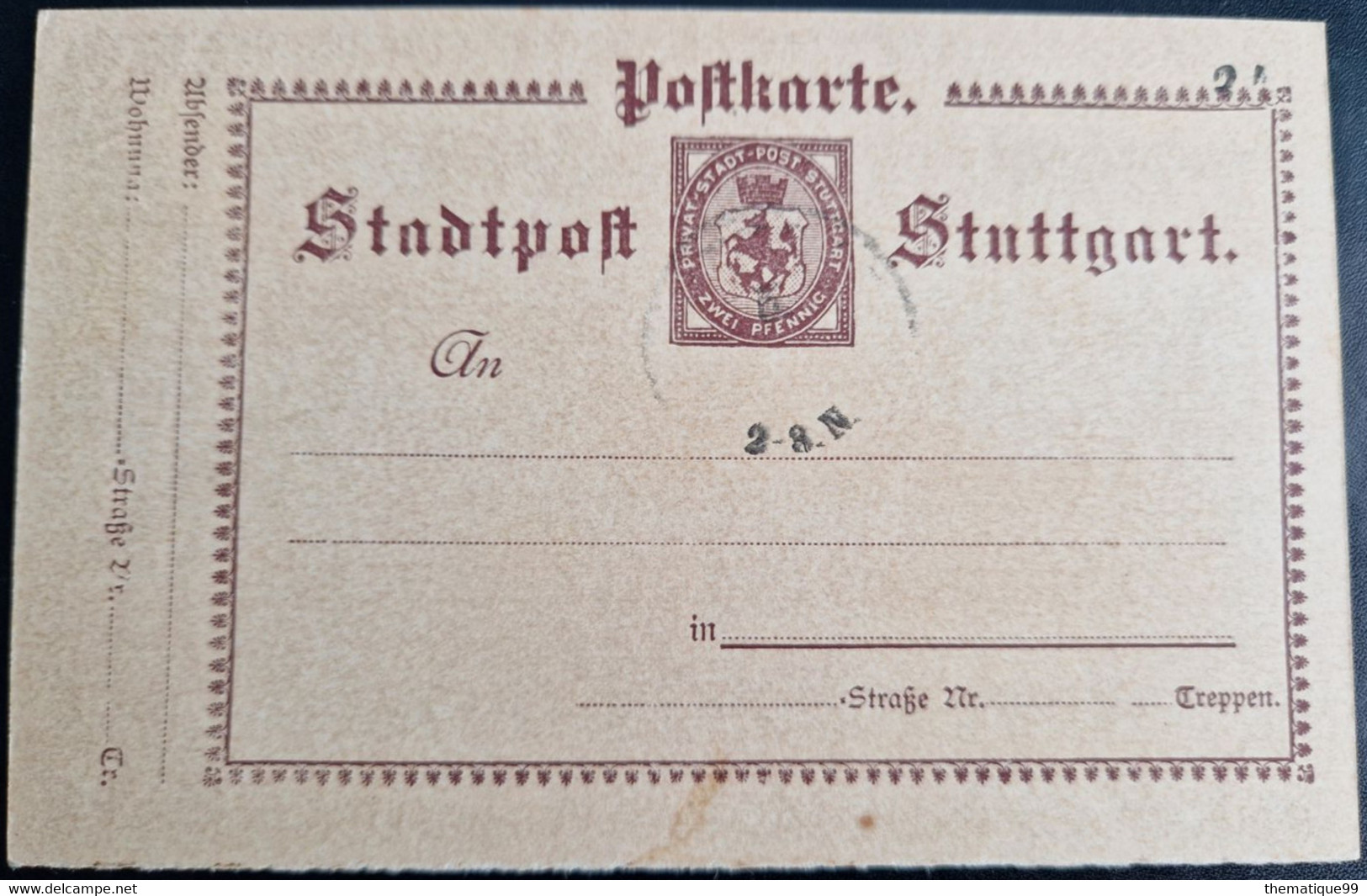 Entier De La Poste Locale De Stuttgart Avec Publicité Bière, Attelage, Blé Houblon (1900) - Bières