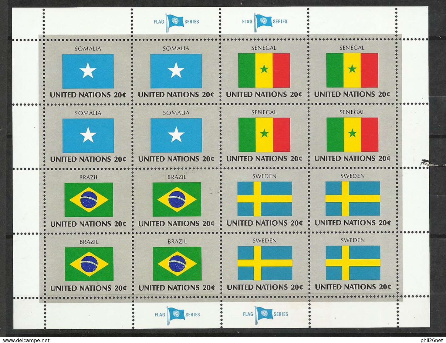 Feuillet Drapeaux Somalie - Sénégal - Brésil - Suède N°402 à 405 X 4 Jamais Plié Neufs* * TB = MNH VF  Soldé ! ! ! - Neufs