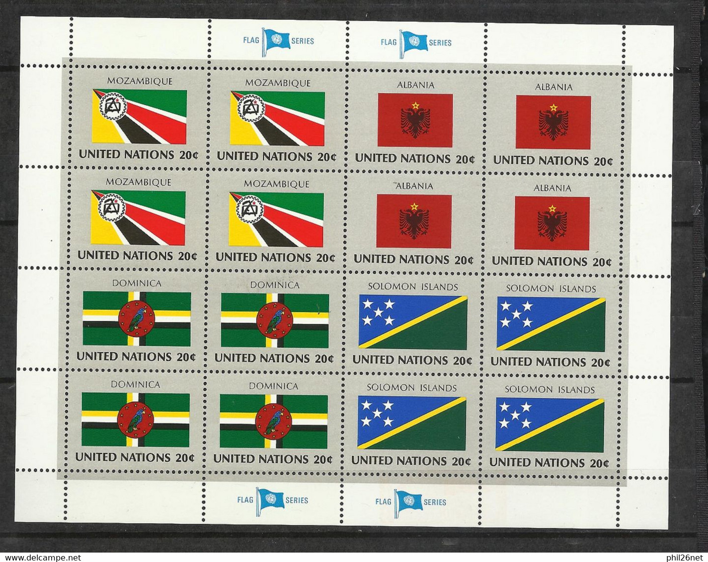 Feuillet Drapeaux Mozambique-Albanie-Dominique-Îles Salomon N°369 à 372 X 4 Jamais Plié Neufs* * TB = MNH VF Soldé ! ! ! - Neufs