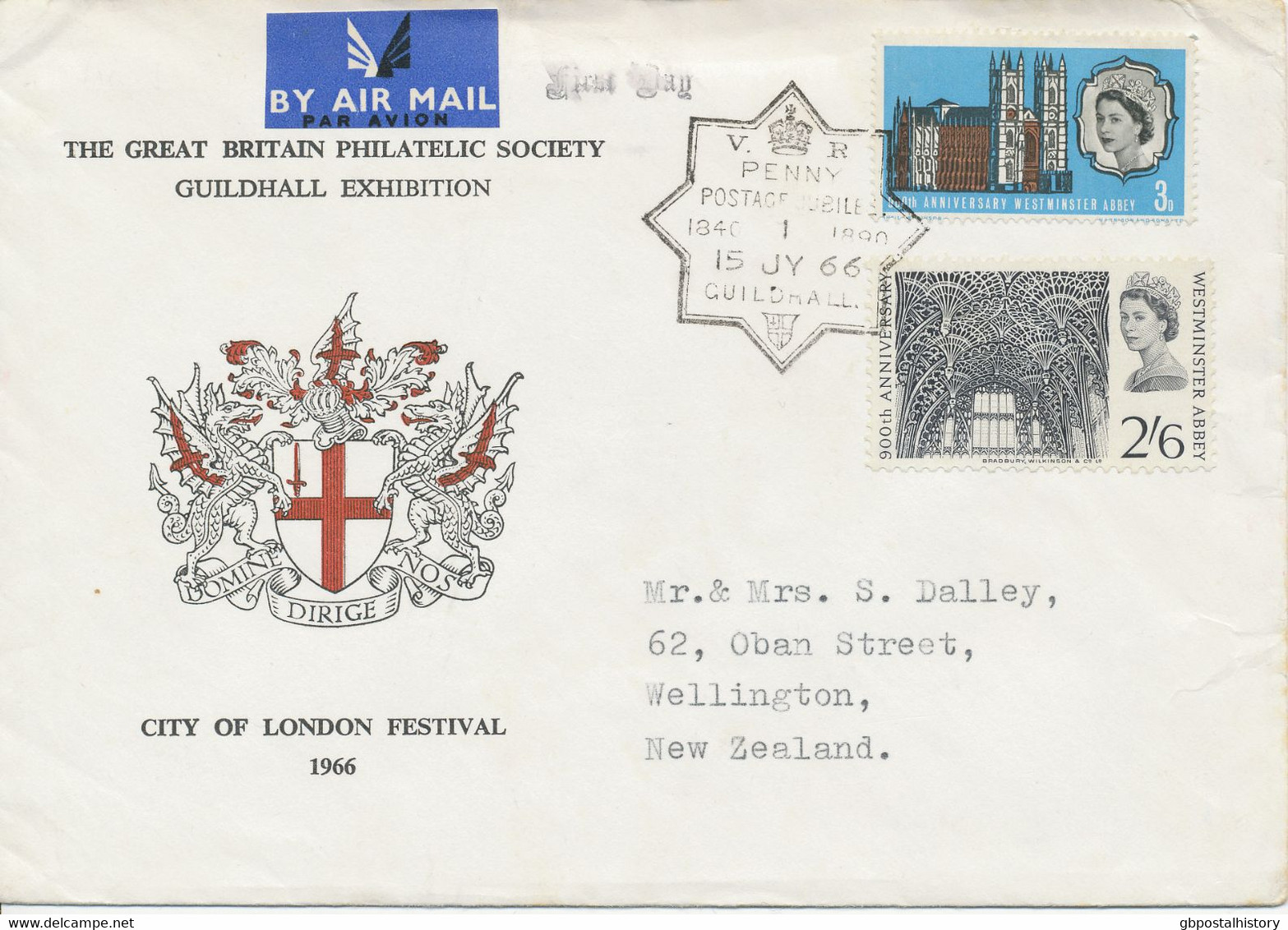 GB SPECIAL EVENT POSTMARKS PHILATELY 1966 Penny Postage Jubilee Guildhall (London EC) - Brieven En Documenten