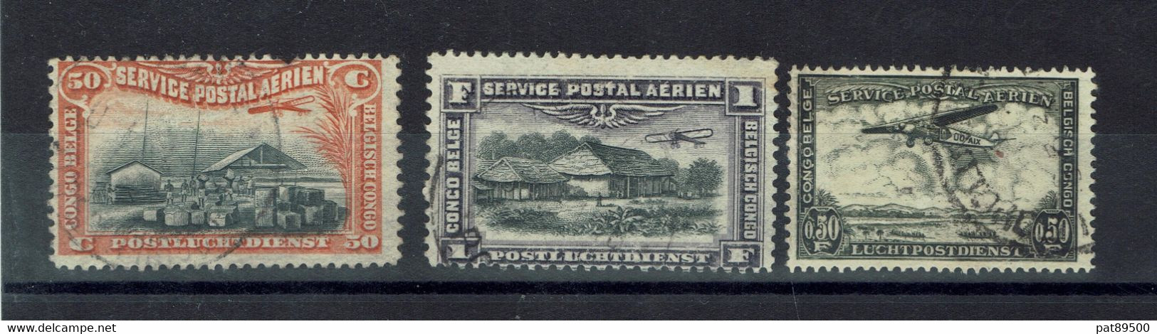 CONGO BELGE POSTE AERIENNE  Lot De 3 Timbres Oblitérés YT N° 1,2 Et 7 - Gebraucht