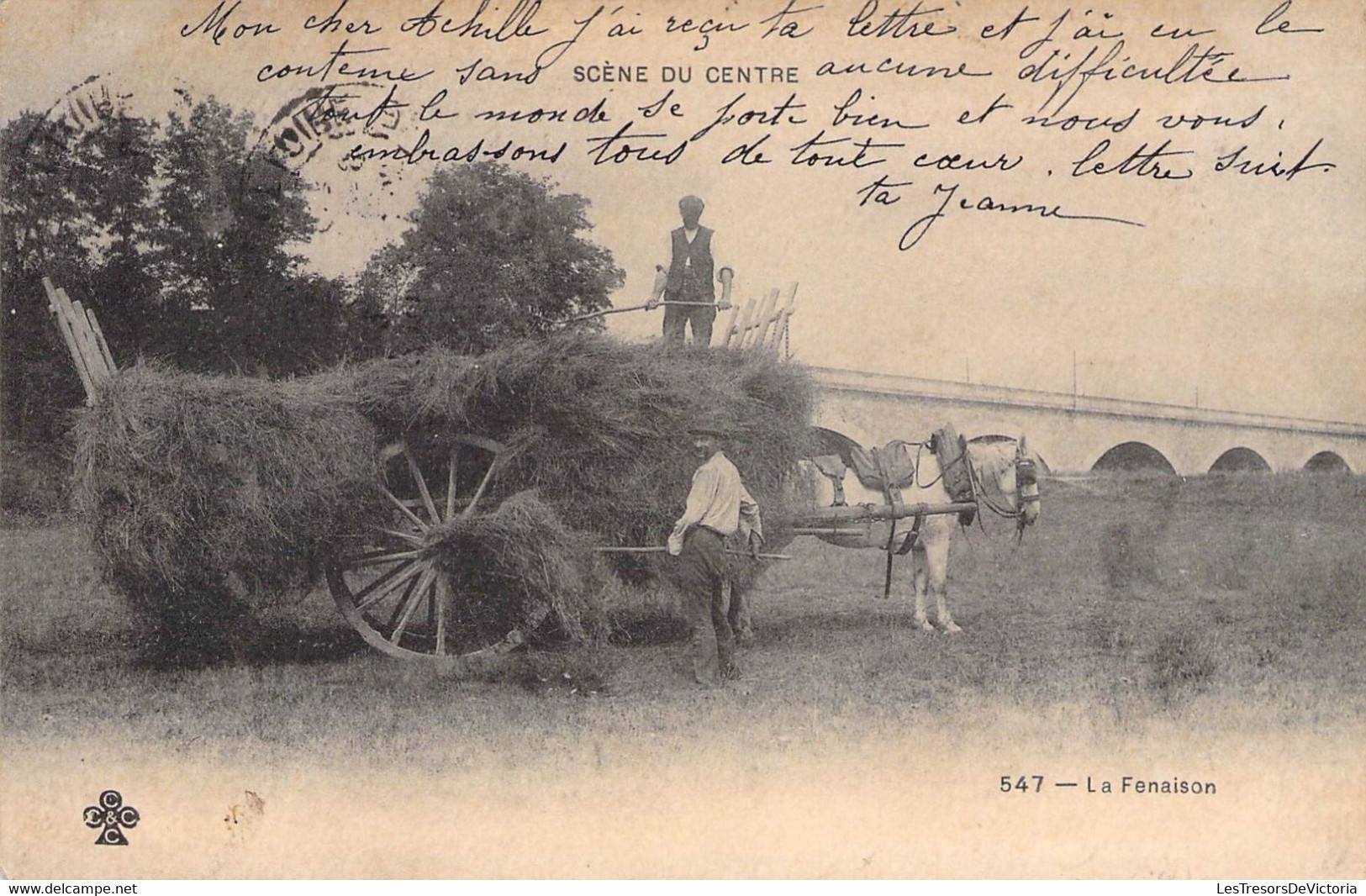 CPA Thèmes - Agriculture -  Scène Du Centre - La Fenaison - C. & C. - Oblitérée 1903 Indre Et Loire - Dos Non Divisé - Equipaggiamenti