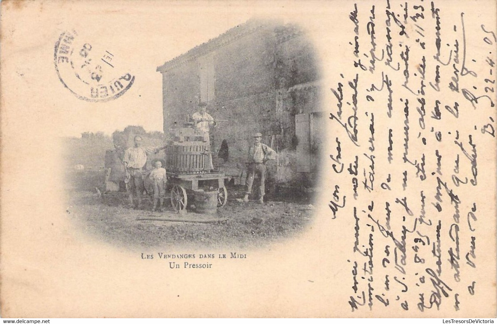 CPA Thèmes - Agriculture - Les Vendanges Dans Le Midi - Un Pressoir - Oblitérée Bethune Avril 1905 - Dos Non Divisé - Viñedos