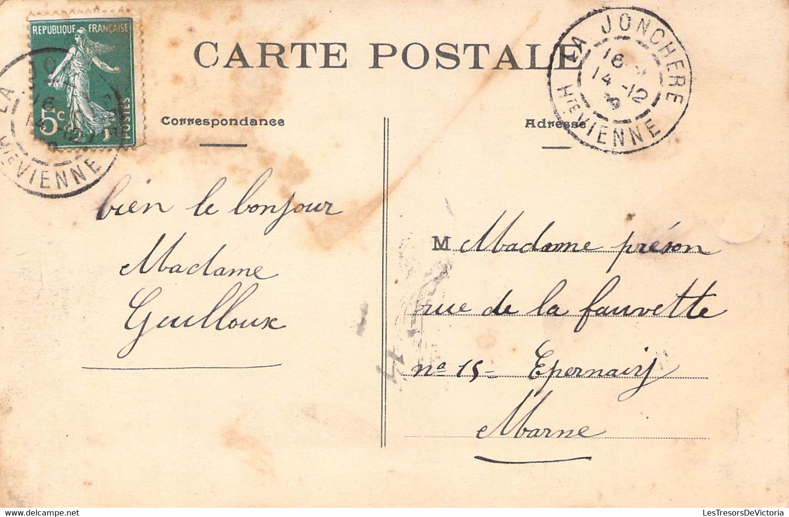 CPA Thèmes - Métiers -  En Limousin - Une Fileuse - Oblitérée La Jonchere 1909 - Hirondelle - Coiffe - Costumes - Artisanat