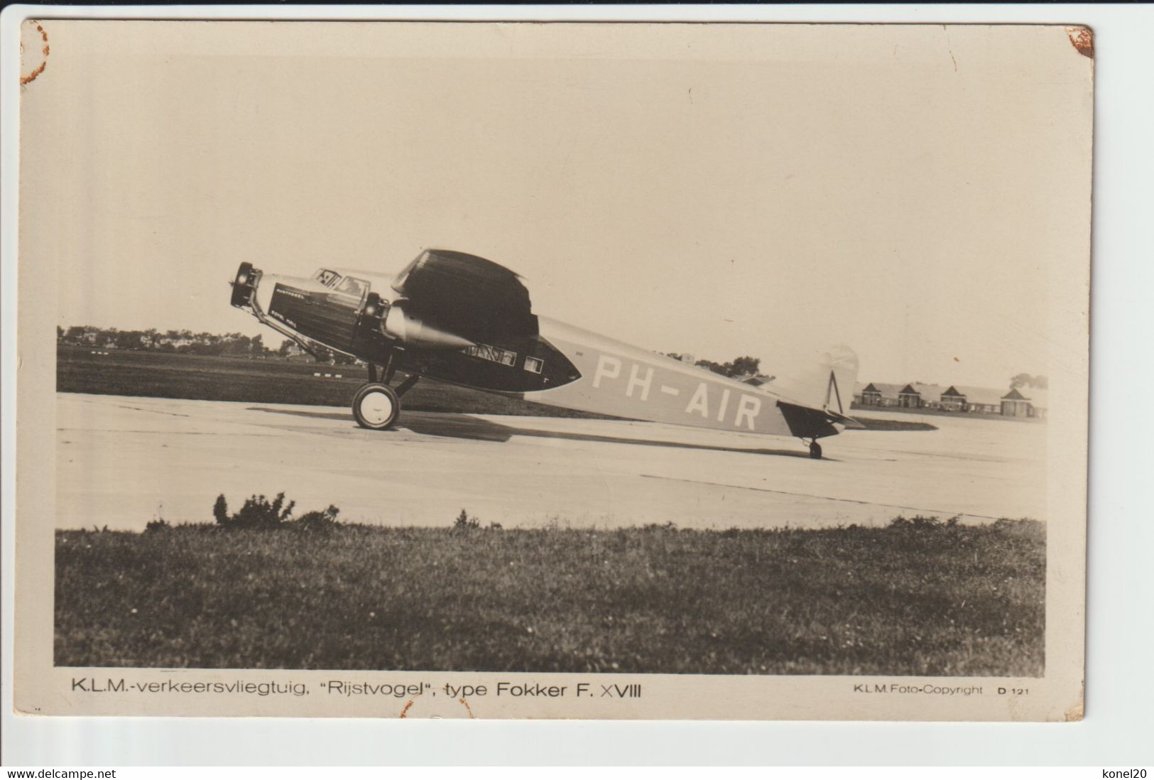 Vintage Rppc KLM K.L.M Royal Dutch Airlines Fokker F-18 Aircraft - 1919-1938: Entre Guerres