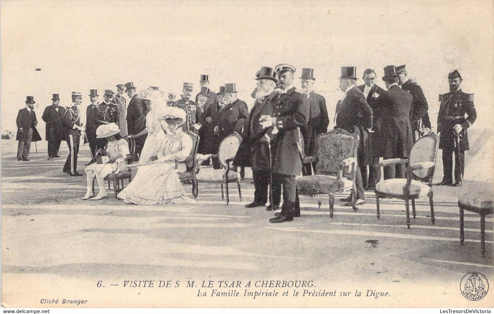 CPA Thèmes - Politique - Visite De S. M. Le Tsar à Cherbourg - Famille Impériale Et Président Sur La Digue - Branger - Eventi