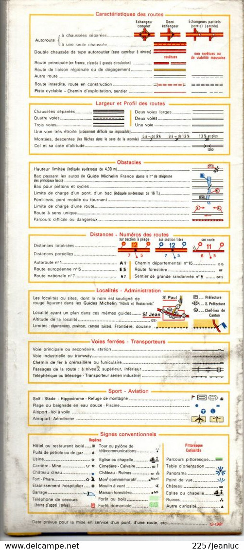 Carte N: 87  - Vosges    - Alsace -  Pub  Pneus   Michelin XZX  Au Dos  Carte Au  200000 ème De 1981 - Maps/Atlas