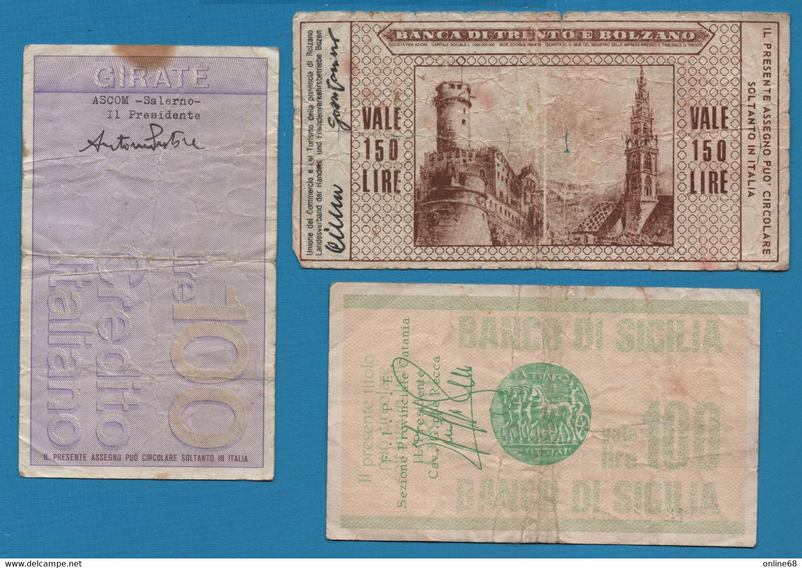 ITALIA ASSEGNO GIRATE ITALIANO LOT 3 NOTES 1976 - Kilowaar - Bankbiljetten
