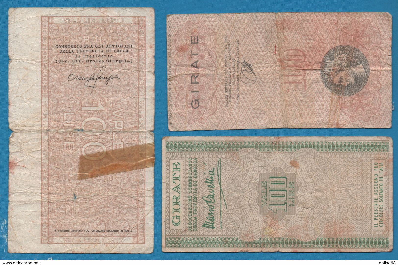 ITALIA ASSEGNO GIRATE ITALIANO LOT 3 NOTES 1976-1977 - Lots & Kiloware - Banknotes