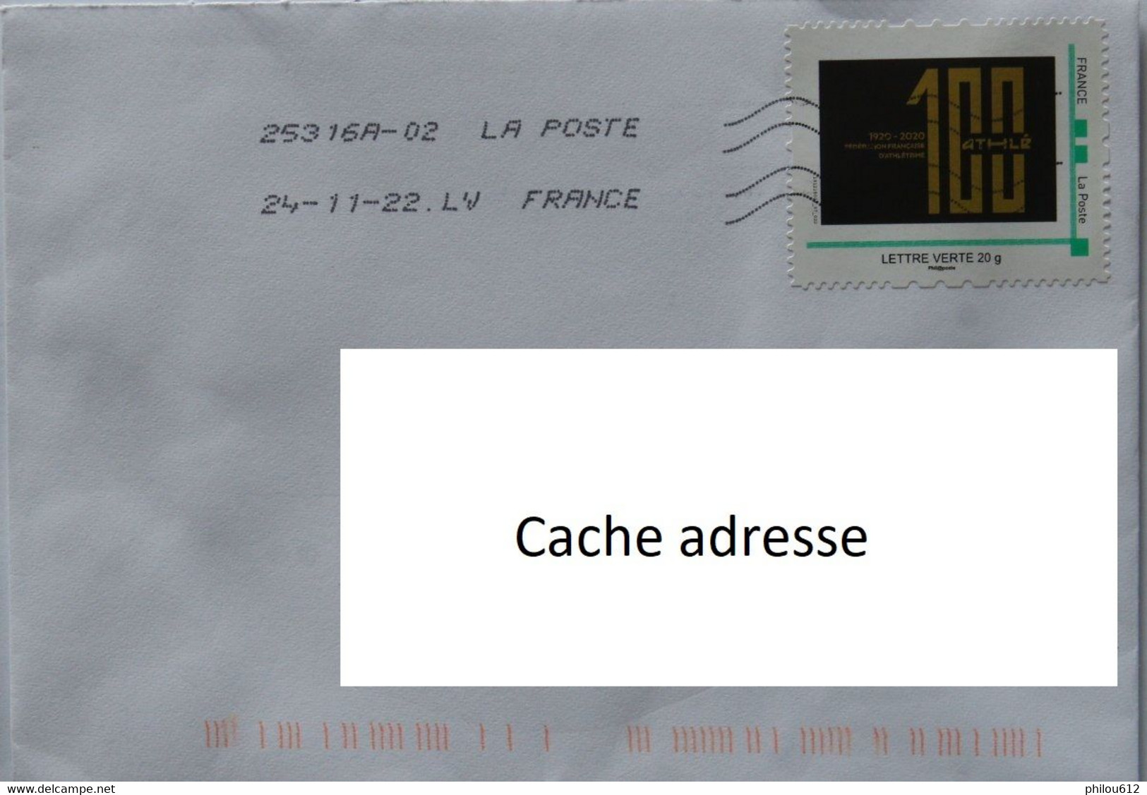 Mon Timbre à Moi - 100ans De La Fédération Française D'athlétisme Seul Sur Lettre - Lettres & Documents