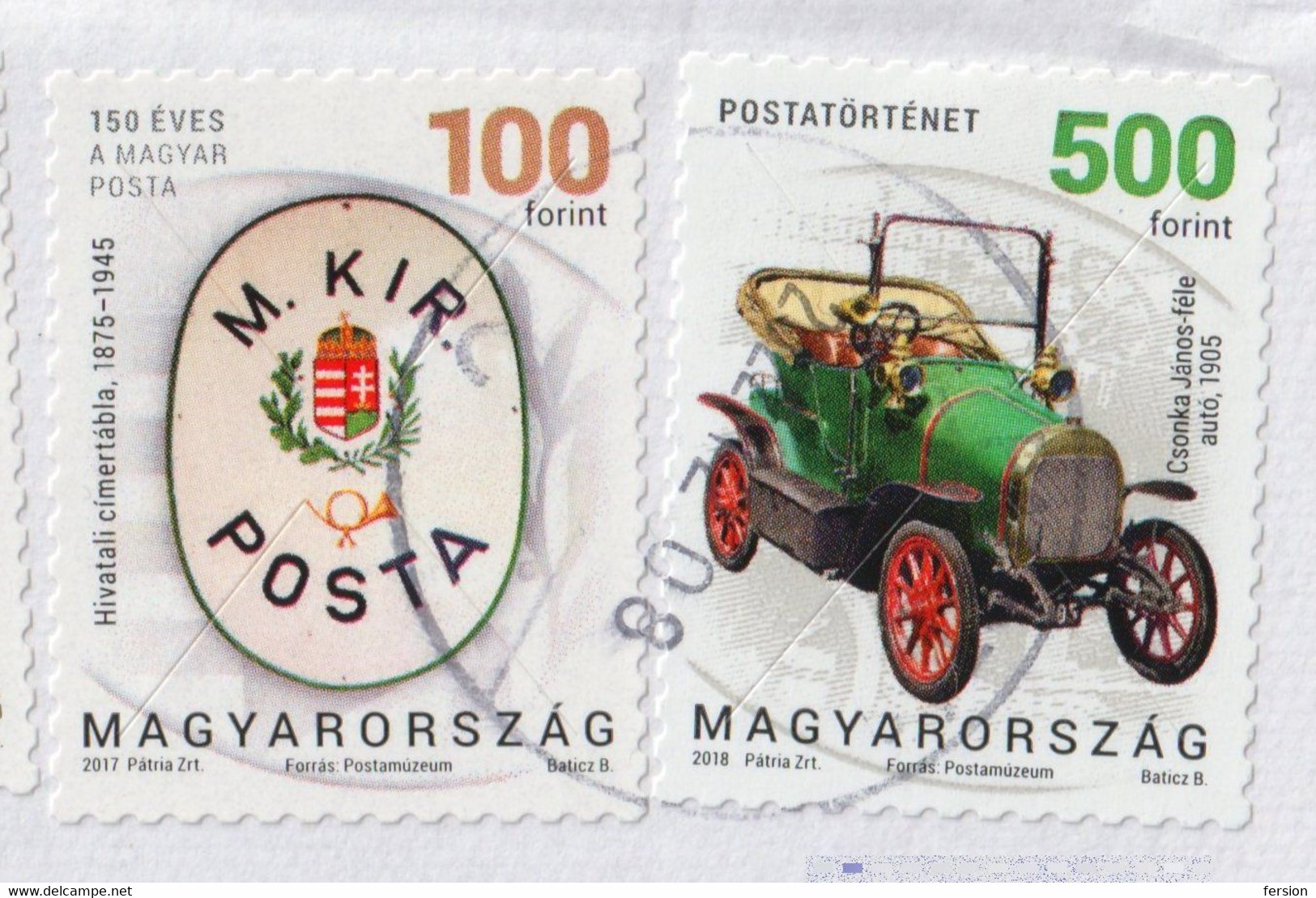 Post Car Oldtimer Automobile Mailbox 2018 Hungary Letter Cover Self Adhesive Priority Registered Label PALOTÁS Postmark - Briefe U. Dokumente