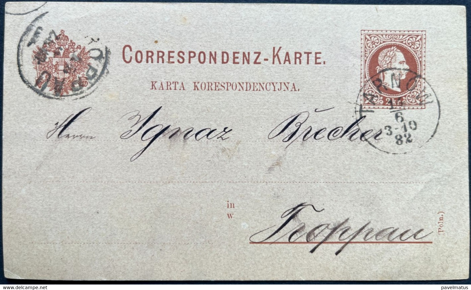 Poland  1882  Austrian Period Postal Card Tarnow 14.6.1882 - Covers & Documents