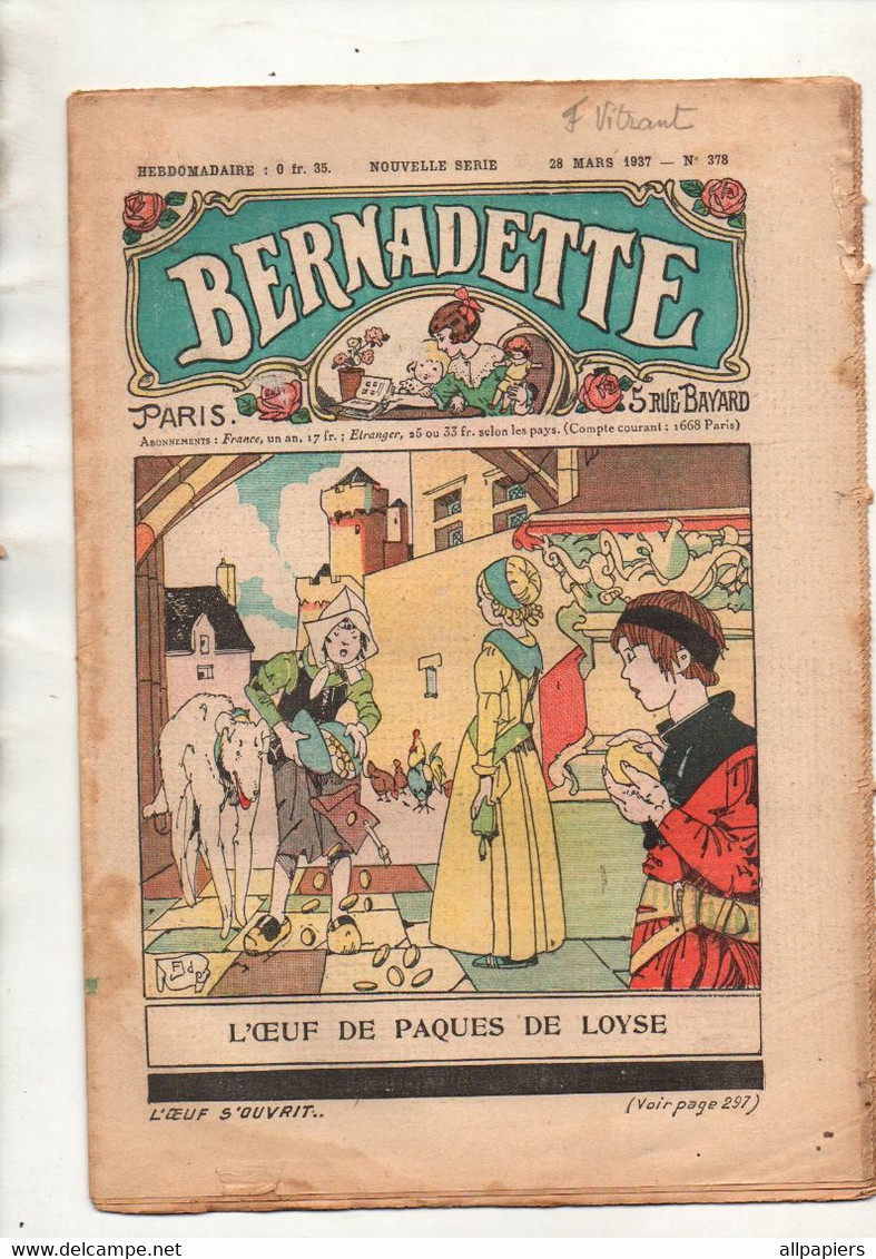 Bernadette N°378 L'oeuf De Pâques De Loyse - Djedjiga-la-fleur - Découper Et Coller Jésus Sort Du Tombeau...1937 - Bernadette