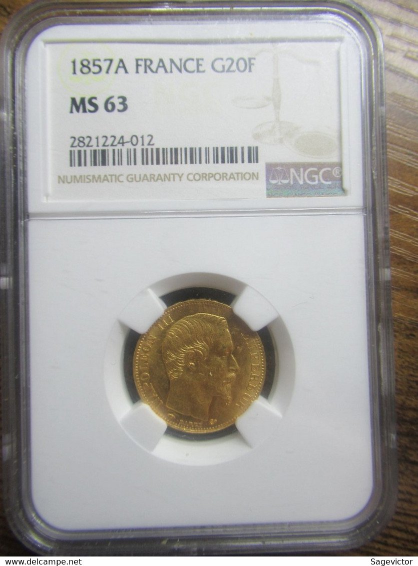 20 Francs Or 1857A MS 63 NGC - 20 Francs (gold)