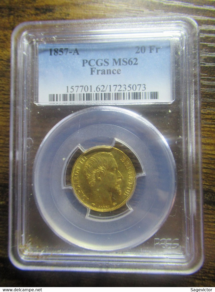 20 Francs Or 1857A MS 62 PCGS - 20 Francs (or)