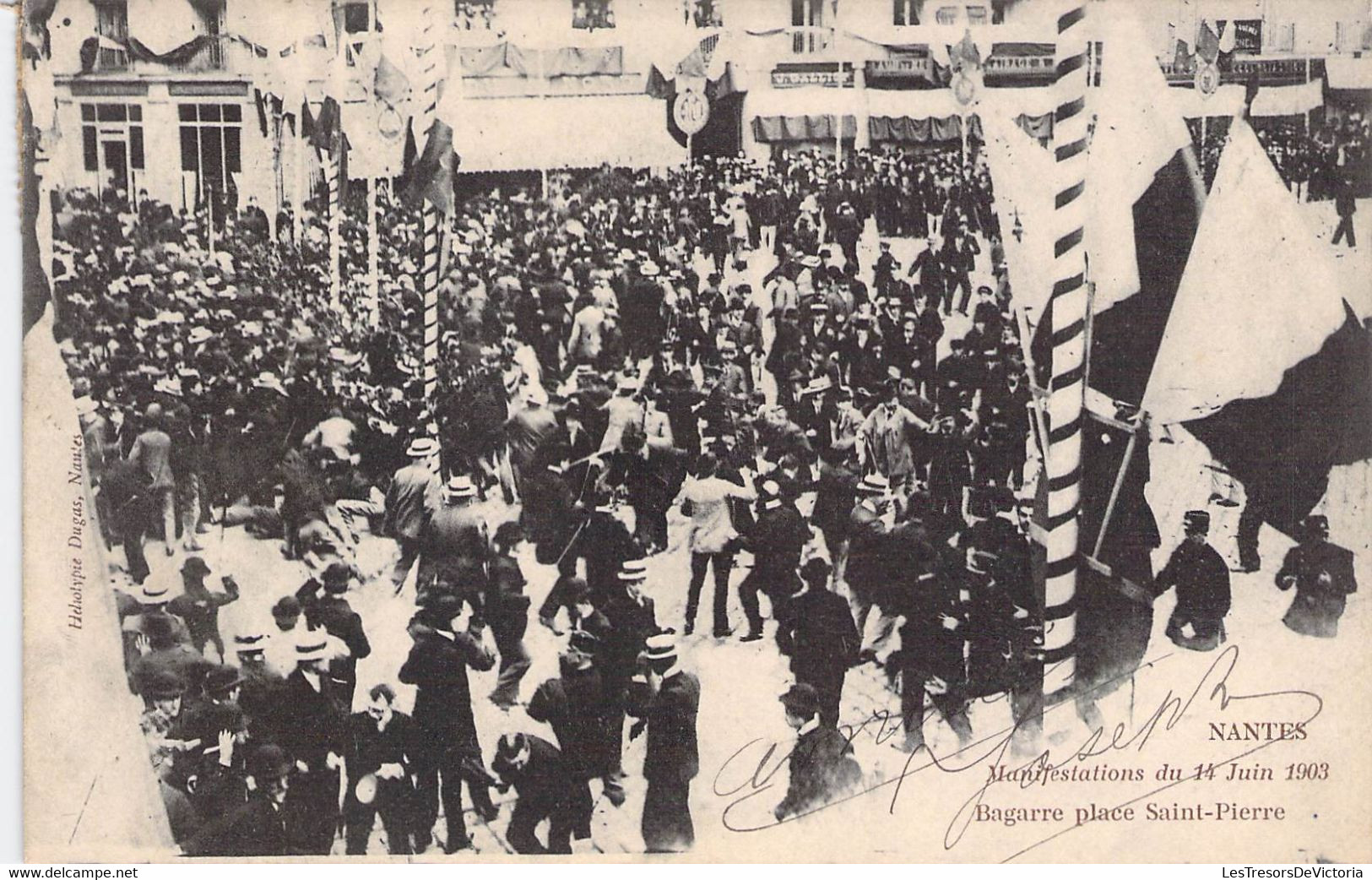 CPA Thème - Politique - Manifestations Du 14juin 1903 - Bagarre Place Saint Pierre - Héliotypie Dugas - Dos Non Divisé - Eventi