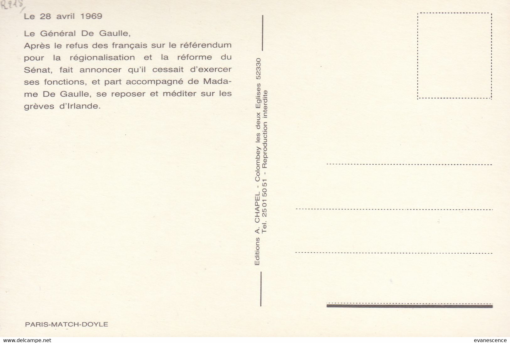 Le Général De Gaulle 1969 : Lot De 3 Cartes   ///  Ref.  Déc. 22  ///  N° 24.181 - Personnages