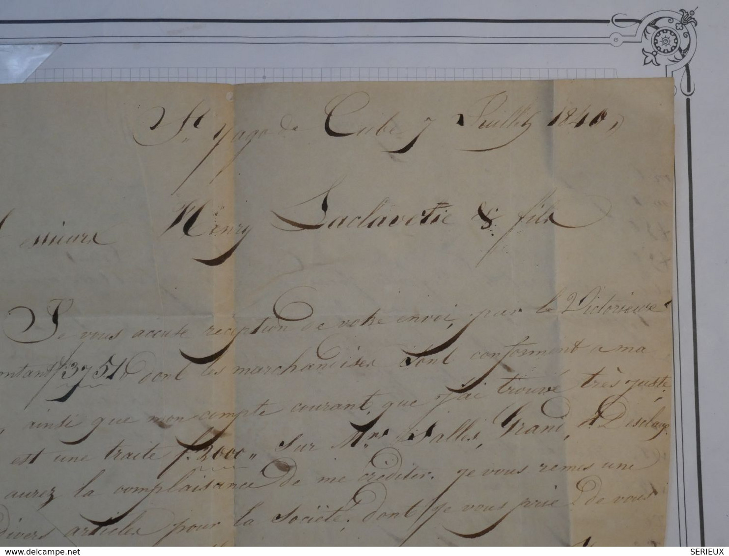 BK 17 CUBA OUTRE MER    BELLE LETTRE RARE 1840 ST YAGO  A BORDEAUX FRANCE  . PAUILLAC   ++ AFFRANCH.  PLAISANT - Vorphilatelie