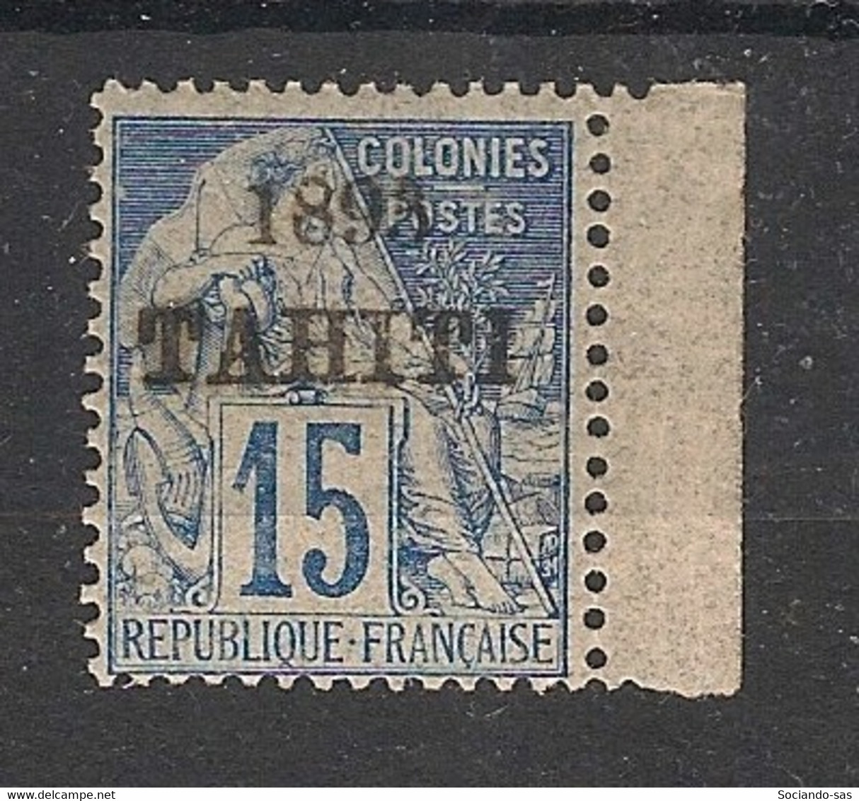 TAHITI - 1893 - N°Yv. 24 - Type Alphée Dubois 15c Bleu - Bord De Feuille - Neuf * / MH VF - Ongebruikt