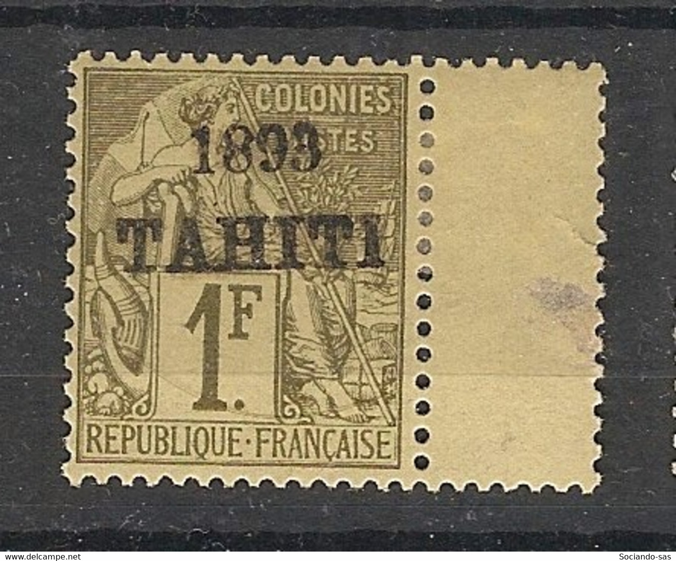 TAHITI - 1893 - N°Yv. 30 - Type Alphée Dubois 1f Olive - Bord De Feuille - Neuf * / MH VF - Neufs