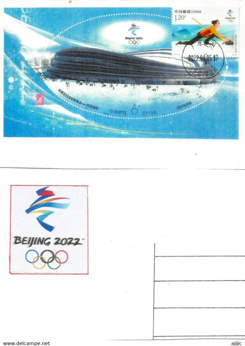 Beijing 2022 Winter Olympic . CURLING,   Maximum-card BIRD-NEST - Hiver 2022 : Pékin (With Olympic Logo ) - Winter 2022: Beijing