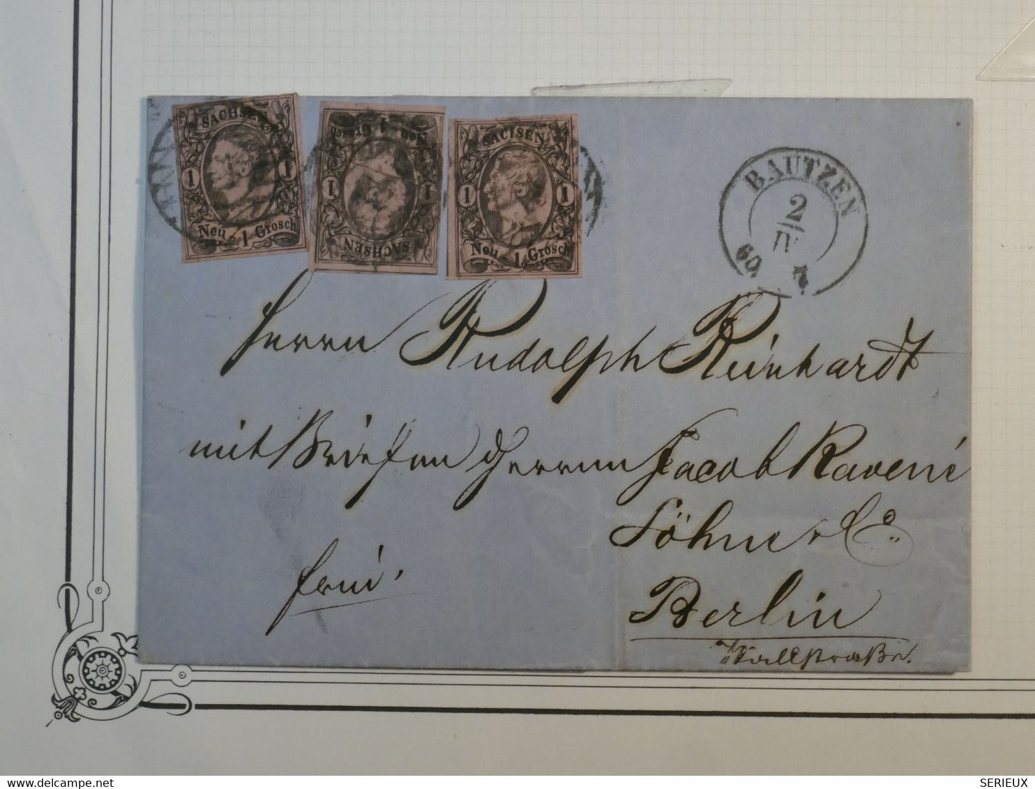 BK17 SACSHEN ALLEMAGNE  BELLE LETTRE  RRR 1860  BAUTZEN A BERLIN    +3X N°7 ++ AFFRANCH. INTERESSANT++ - Sachsen