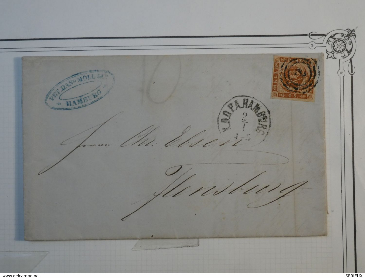 BK17   DANEMARK  BELLE LETTRE  RRR 1862    HAMBURG  ++ AFFRANCH. INTERESSANT++ - Lettres & Documents