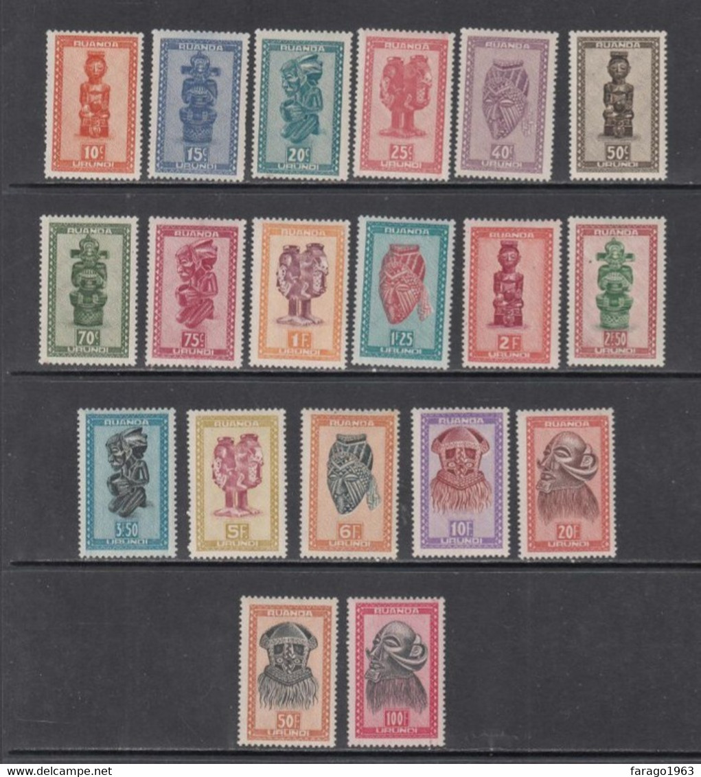 1948 Ruanda Urundi Definitives Masks Complete Original Set Of 19 MNH - Neufs