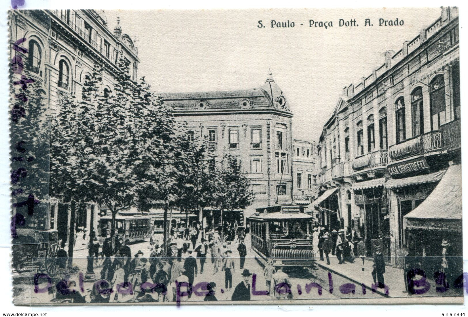 - Brasil - Bresil - S. PAULO - Praça Dott, A. Prado, Magasins, Tramway, Animation, édiçao Malusardi TBE, Scans. - São Paulo