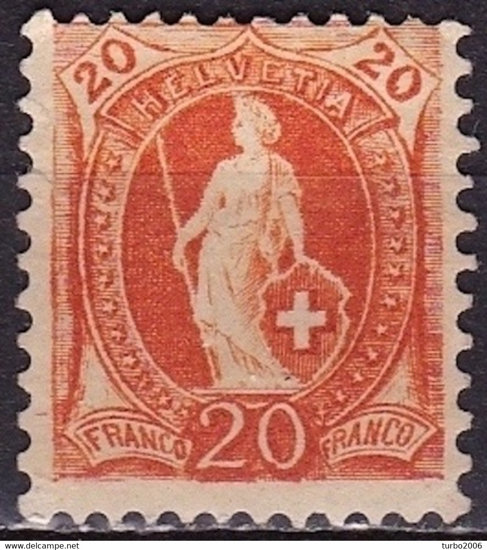Switzerland / Schweiz / Suisse : 1882 Stehende Helvetia Weisses Papier Mit Kontrollzeichen 1 20 C Orange Michel 58 C* - Unused Stamps