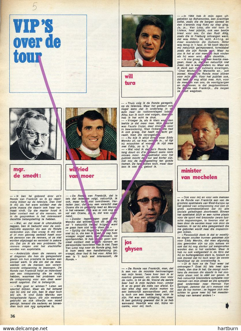 Wielrennen, Tour De France 1972, Cyclisme, Cycling, Parcours Vélo, Eddy Merkx, Frans Verbeeck, Walter Godefroot - Sports