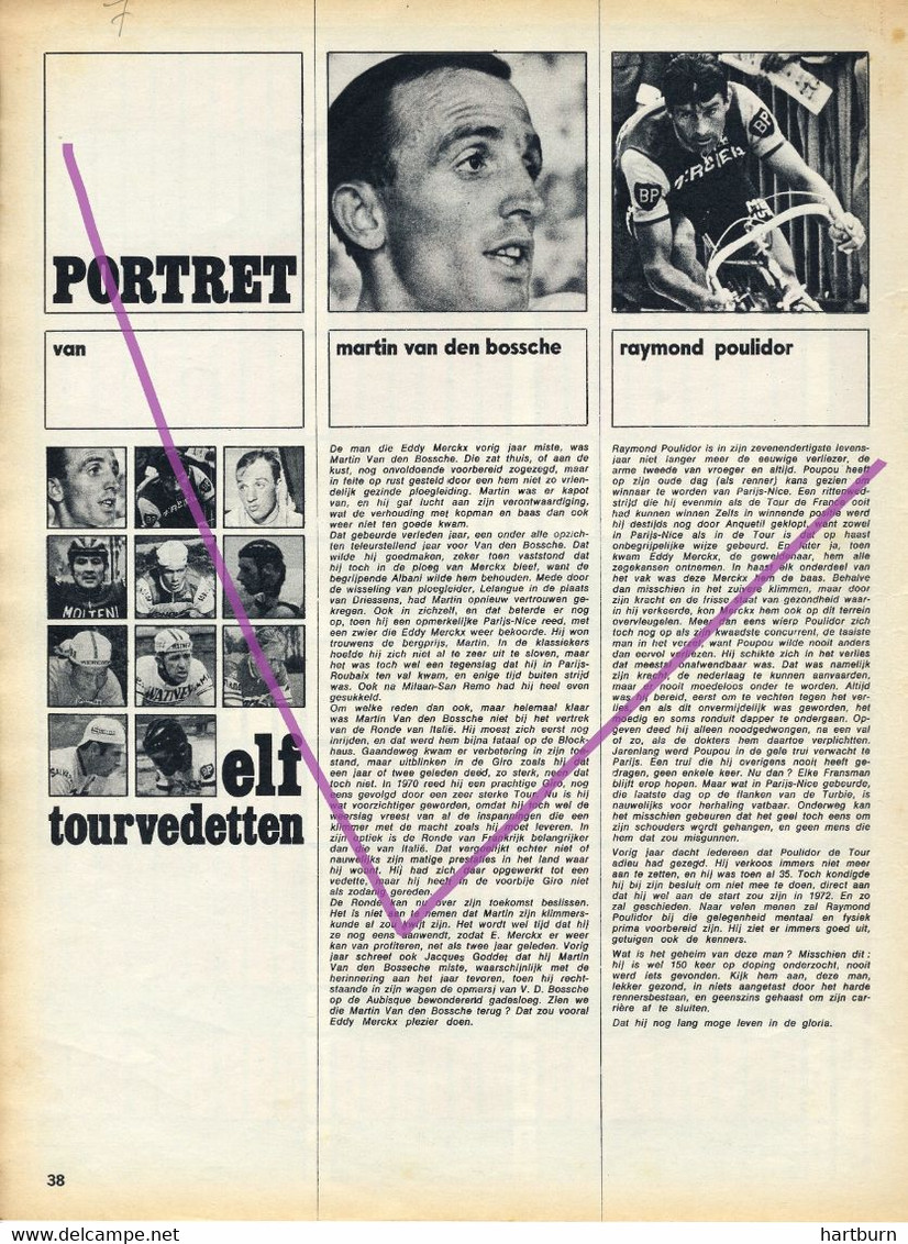 Wielrennen, tour de France 1972, Cyclisme, Cycling, parcours vélo, Eddy Merkx, Frans Verbeeck, Walter Godefroot