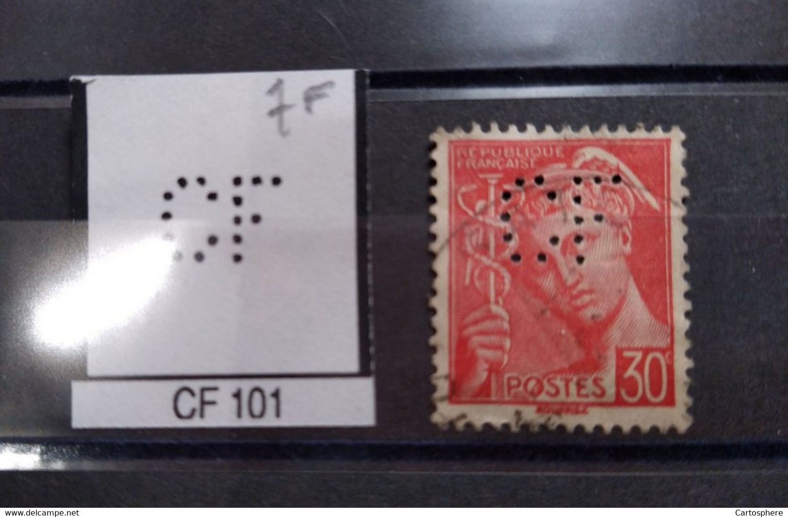 FRANCE TIMBRE CF 101 INDICE 7 SUR MERCURE PERFORE PERFORES PERFIN PERFINS PERFO PERFORATION PERFORIERT - Used Stamps
