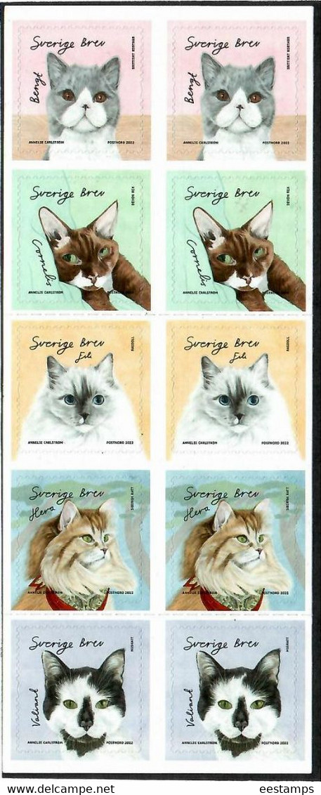 Sweden 2022 . Nature - Cats . Booklet. - Unused Stamps