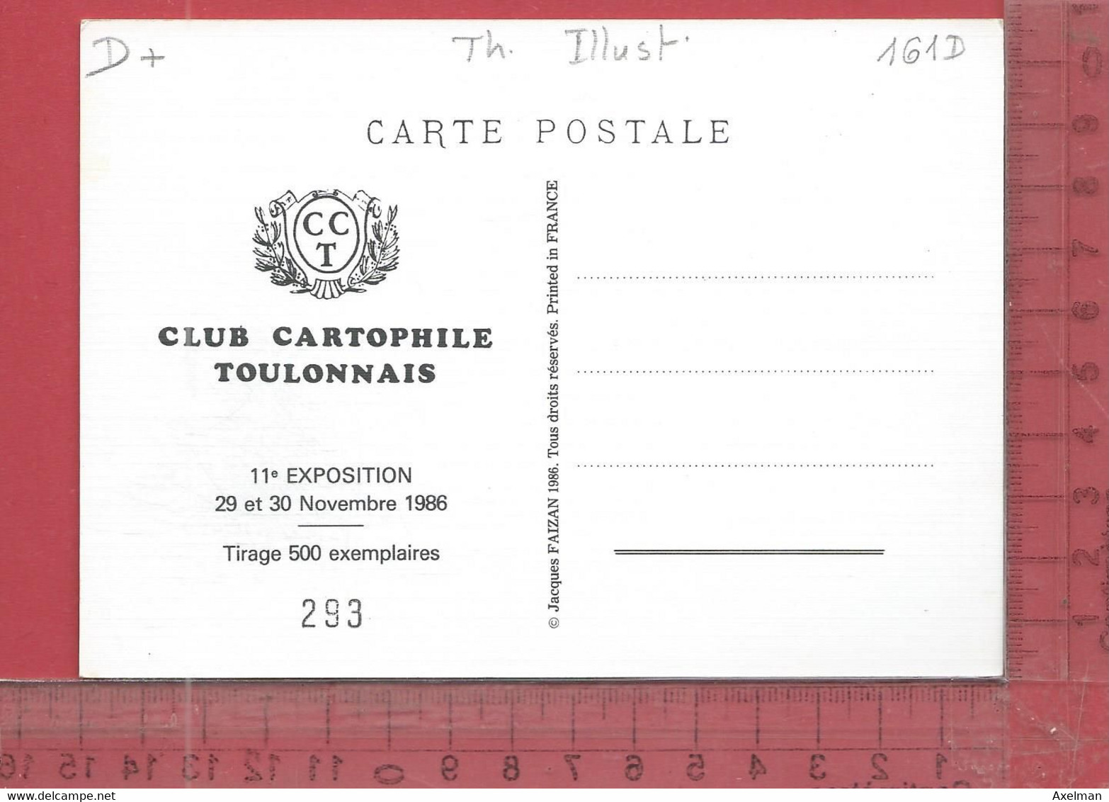 CPM  THEME ILLUSTRATEUR : Jacques Faizant , " Sans Légende ", Pour Le Club Cartophile Toulonnais 1986 - Faizant