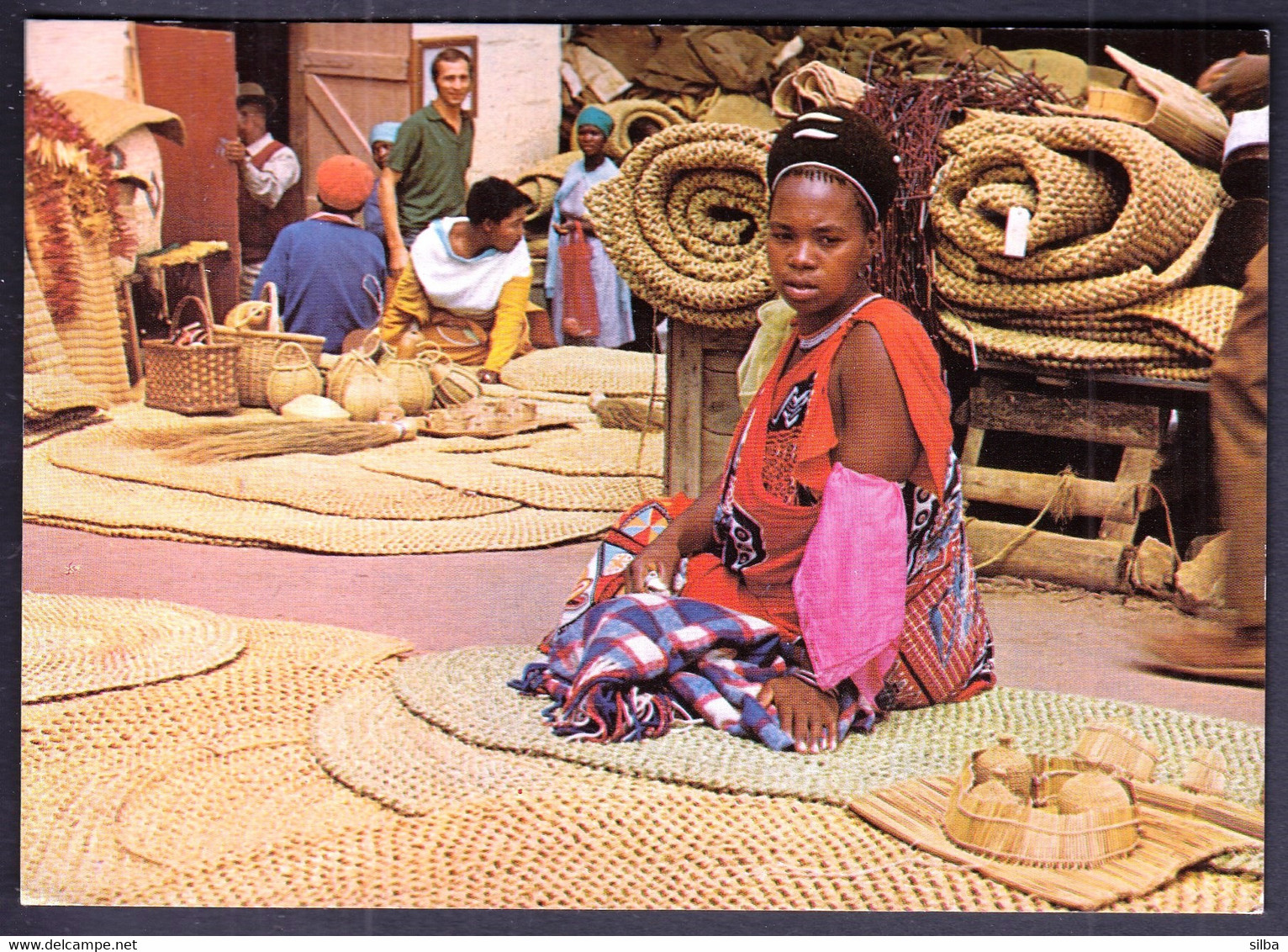 Swaziland 1978 / Mbabane Market / Swazi Maiden In National Costume, Reed Mats, Basket-ware - Swazilandia