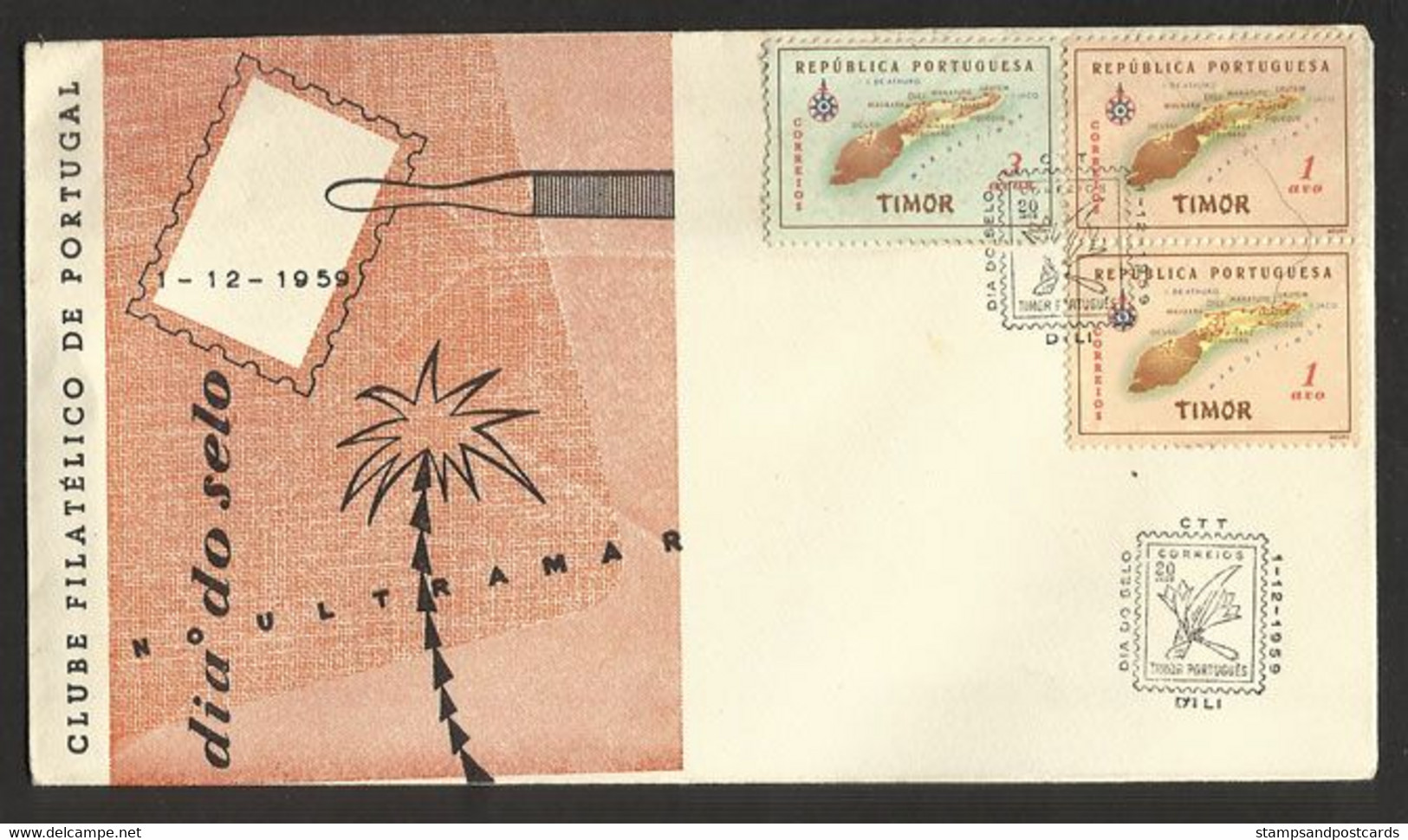 Timor Oriental Portugal Cachet Commémoratif Journée Du Timbre 1959 East Timor Event Postmark Stamp Day - Osttimor