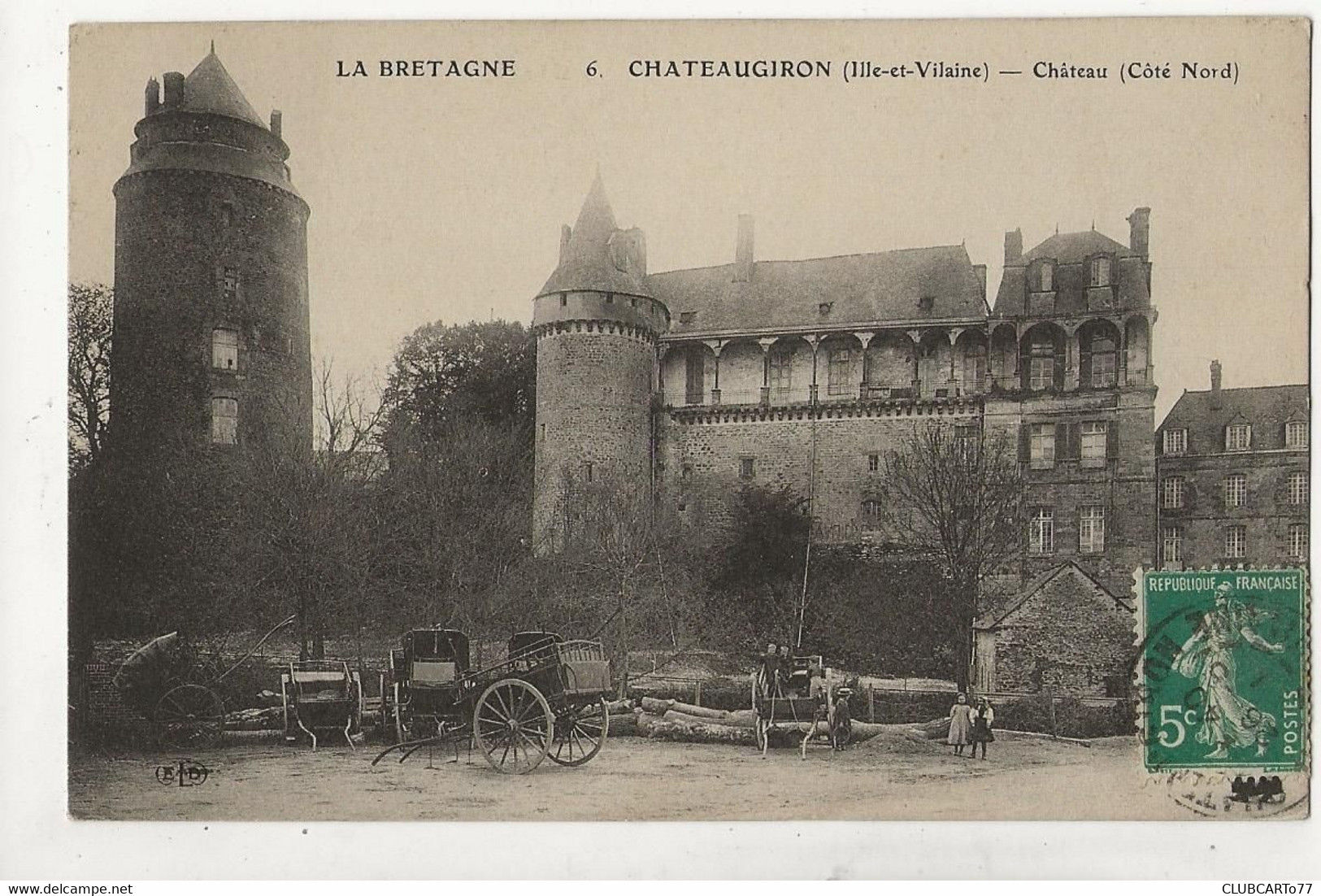 Chateaugiron (35) : Le Parking Des Attelages En 1910 PF. - Châteaugiron