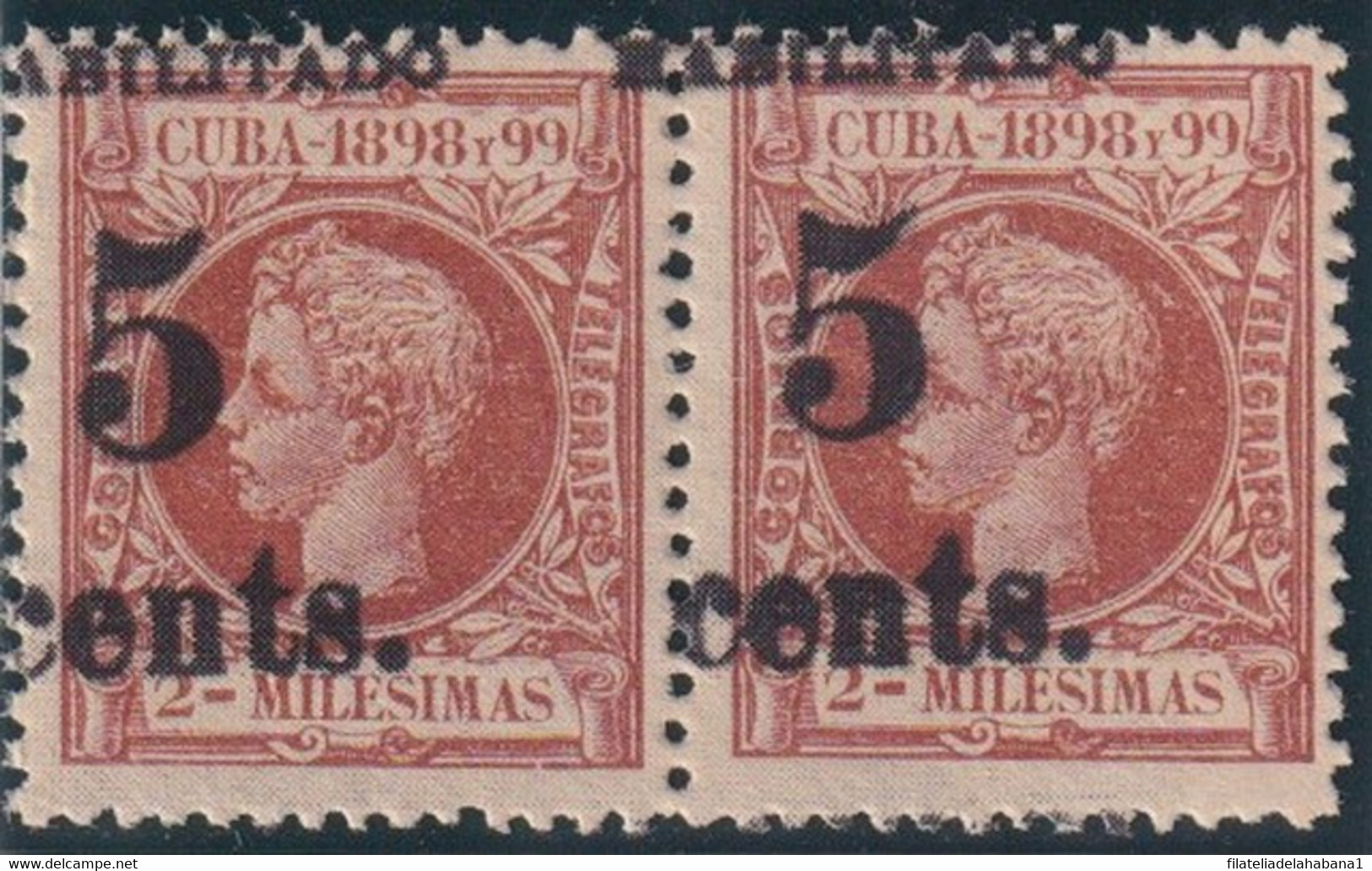 1899-602 CUBA 1899 US OCCUPATION. FORGERY PUERTO PRINCIPE. 2º ISSUE. 5c S. 2 Mls. PAIR. - Neufs