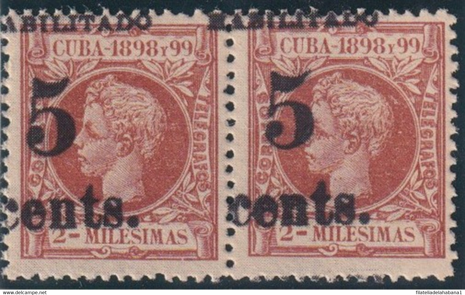 1899-602 CUBA 1899 US OCCUPATION. FORGERY PUERTO PRINCIPE. 2º ISSUE. 5c S. 2 Mls. PAIR. - Nuevos