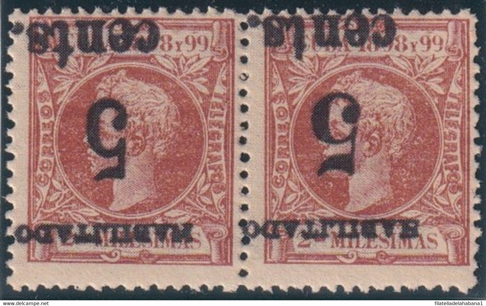 1899-603 CUBA 1899 US OCCUPATION. FORGERY PUERTO PRINCIPE. 2º ISSUE. 5c S. 2 Mls. INVERTED SURCHARGE SMALL NUMBER. - Nuevos