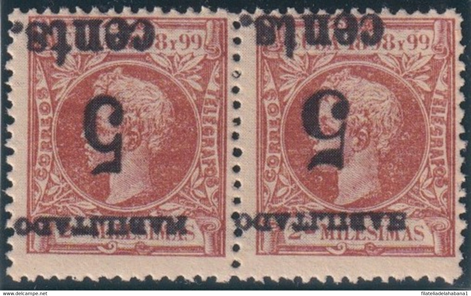 1899-603 CUBA 1899 US OCCUPATION. FORGERY PUERTO PRINCIPE. 2º ISSUE. 5c S. 2 Mls. INVERTED SURCHARGE SMALL NUMBER. - Nuovi