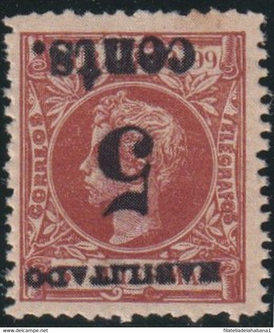 1899-605 CUBA 1899 US OCCUPATION. FORGERY PUERTO PRINCIPE. 2º ISSUE. 5c S. 3 Mls. INVERTED SURCHARGE. - Ungebraucht