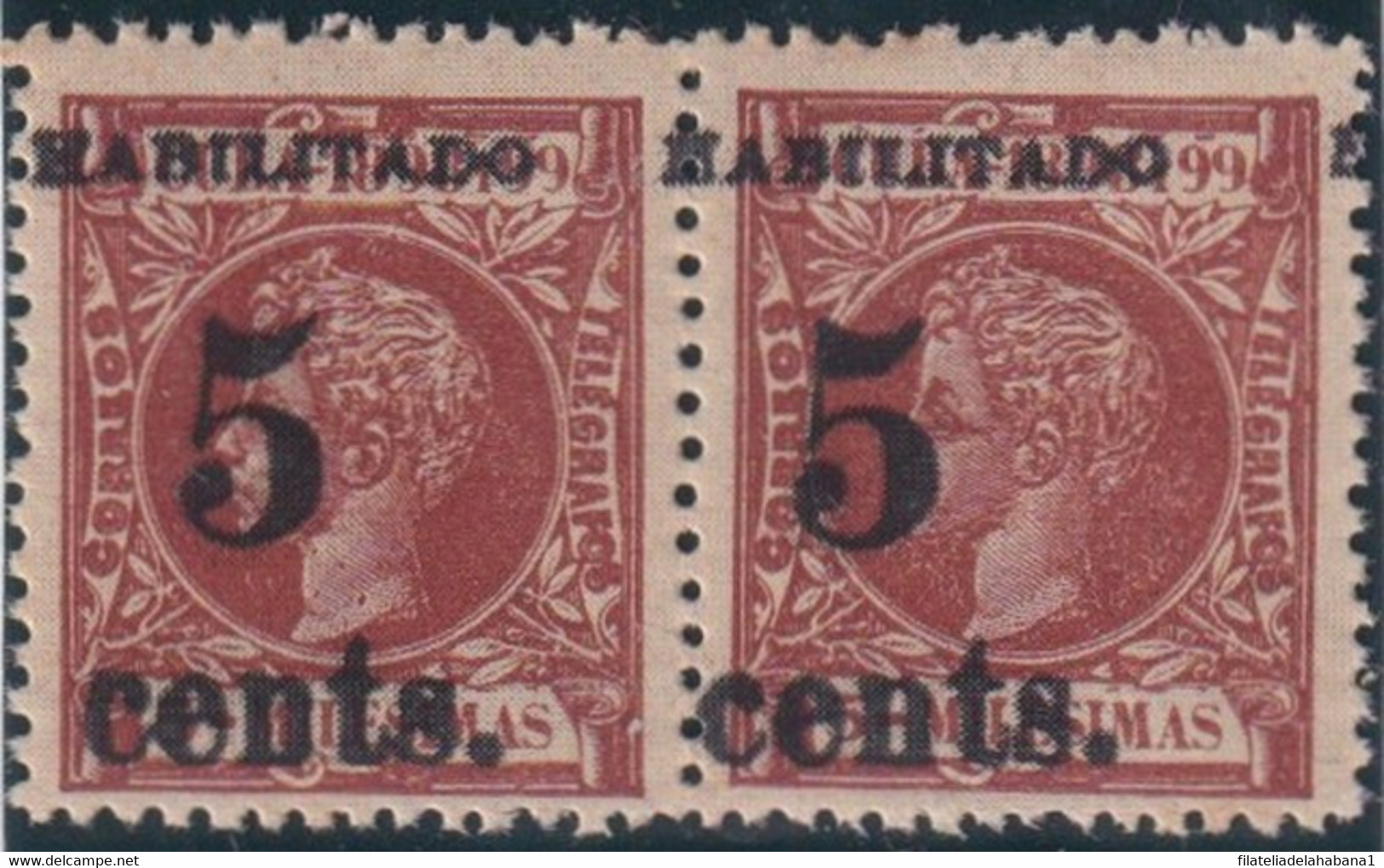 1899-609 CUBA 1899 US OCCUPATION. FORGERY PUERTO PRINCIPE. 2º ISSUE. 5c S. 5 Mls. PAIR. - Neufs