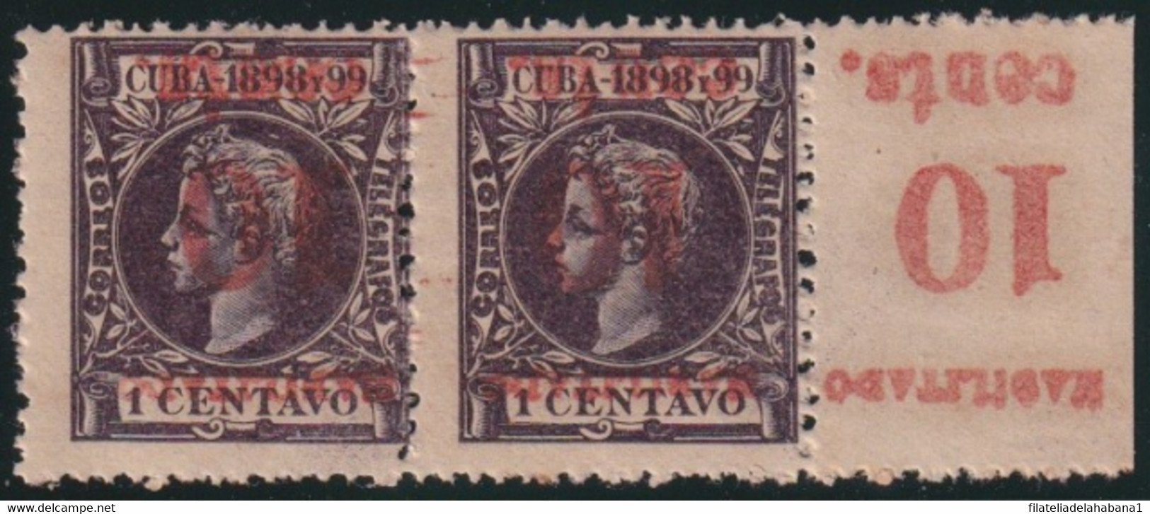 1899-614 CUBA 1899 US OCCUPATION. FORGERY PUERTO PRINCIPE. 4º ISSUE. 10c S. 1c. INVERTED SURCHARGE. - Nuovi